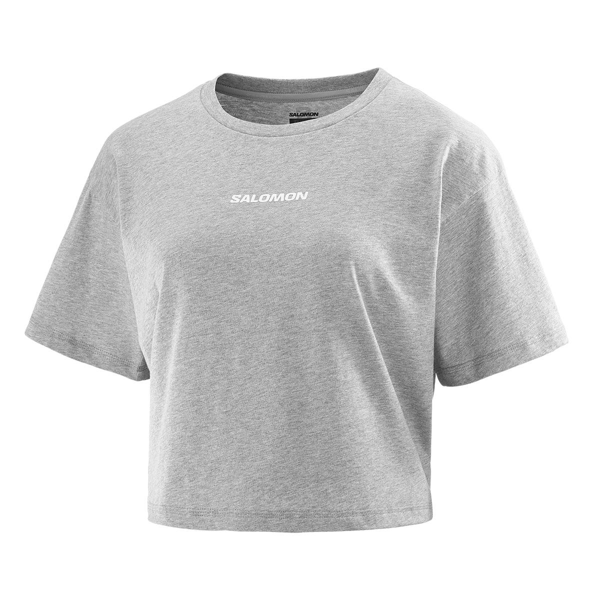Salomon Logo Twist Short Sleeve TShirt Women's in Heather Grey